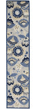10' Blue And Gray Indoor Outdoor Runner Rug