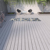 12' Blue And Gray Indoor Outdoor Runner Rug