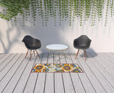 6' Yellow And Red Indoor Outdoor Runner Rug