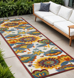 8' Yellow And Red Indoor Outdoor Runner Rug