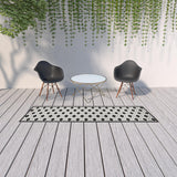 10' Black And White Indoor Outdoor Runner Rug
