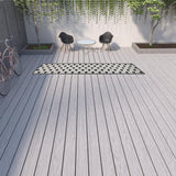 12' Black And White Indoor Outdoor Runner Rug