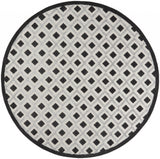 8' X 8' Black And White Round Indoor Outdoor Area Rug