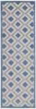 6' Blue And Gray Indoor Outdoor Runner Rug