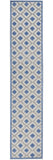12' Blue And Gray Indoor Outdoor Runner Rug