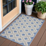 3' X 4' Blue And Gray Indoor Outdoor Area Rug
