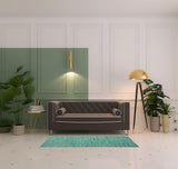 6' Blue And Green Indoor Outdoor Runner Rug