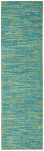 10' Blue And Green Indoor Outdoor Runner Rug