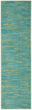 8' Blue And Green Indoor Outdoor Runner Rug