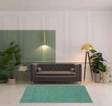 5' X 7' Blue And Green Indoor Outdoor Area Rug