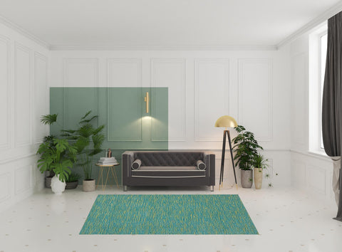 6' X 9' Blue And Green Indoor Outdoor Area Rug