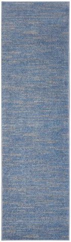 8' Blue And Gray Indoor Outdoor Runner Rug