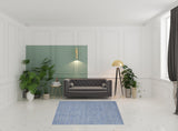 7' Blue And Gray Square Indoor Outdoor Area Rug
