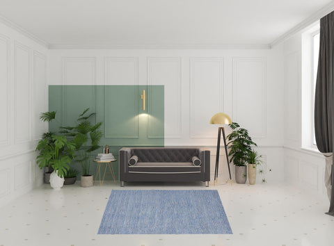 7' Blue And Gray Square Indoor Outdoor Area Rug