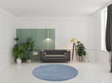 8' X 8' Blue And Gray Round Indoor Outdoor Area Rug