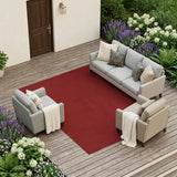 6' X 9' Brick Red Stain Resistant Indoor Outdoor Area Rug