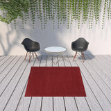 7' Brick Red Square Indoor Outdoor Area Rug