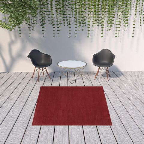 7' Brick Red Square Indoor Outdoor Area Rug