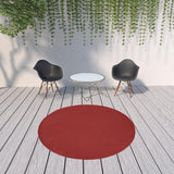 8' X 8' Brick Red Round Indoor Outdoor Area Rug