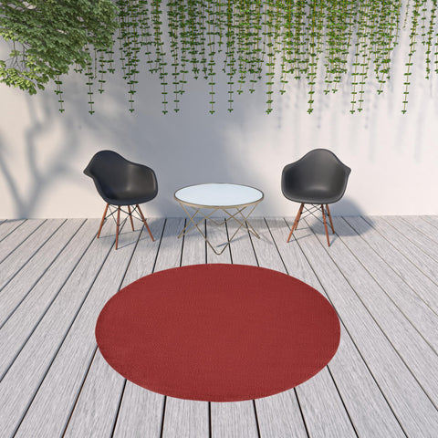 8' X 8' Brick Red Round Indoor Outdoor Area Rug