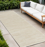 2' X 10' Ivory And Beige Non Skid Indoor Outdoor Runner Rug
