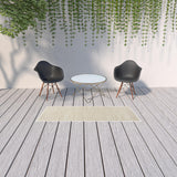 8' Beige And Ivory Indoor Outdoor Runner Rug