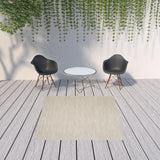 7' Beige And Ivory Square Indoor Outdoor Area Rug