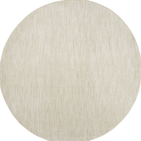 8' X 8' Beige And Ivory Round Indoor Outdoor Area Rug