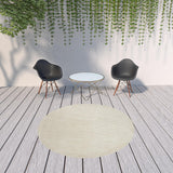 8' X 8' Beige And Ivory Round Indoor Outdoor Area Rug