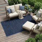 6' Midnight Blue Stain Resistant Indoor Outdoor Runner Rug