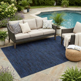 5' X 7' Midnight Blue Stain Resistant Indoor Outdoor Area Rug