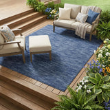 7' Square Blue Stain Resistant Indoor Outdoor Area Rug