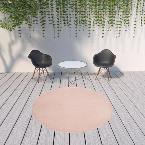 8' X 8' Pink Round Indoor Outdoor Area Rug