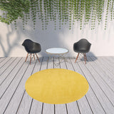 8' X 8' Yellow Round Indoor Outdoor Area Rug