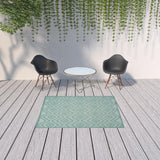 5' X 7' Aqua Indoor Outdoor Area Rug