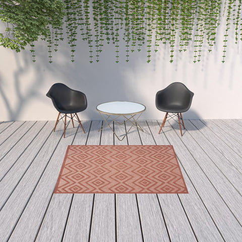 5' X 7' Coral Indoor Outdoor Area Rug