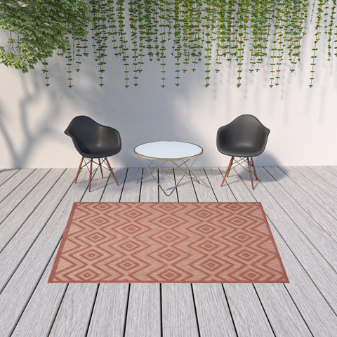 6' X 9' Coral Indoor Outdoor Area Rug