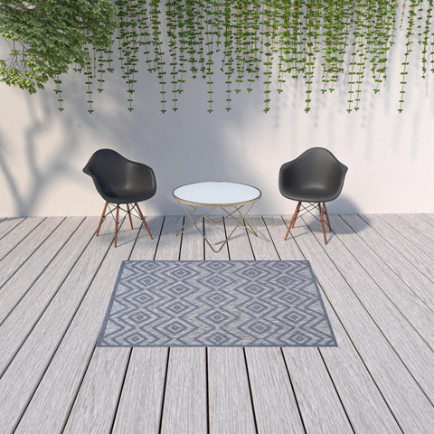 5' X 7' Denim Blue Indoor Outdoor Area Rug