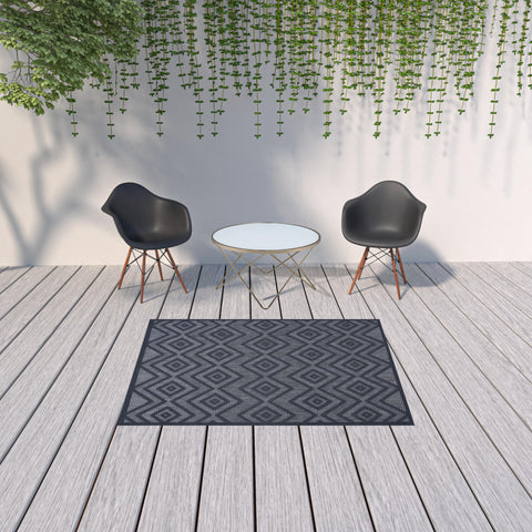 5' X 7' Blue Indoor Outdoor Area Rug
