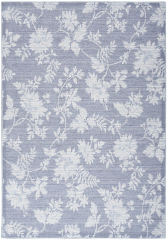 5' X 7' Grey Floral Washable Area Rug