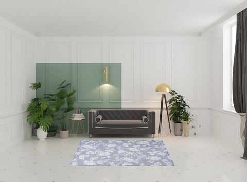 5' X 7' Grey Floral Washable Area Rug