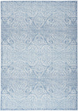 5' X 7' Aqua Damask Distressed Washable Area Rug