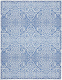 8' X 10' Blue Floral Distressed Washable Area Rug