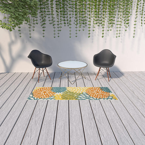 8' Turquoise Indoor Outdoor Runner Rug