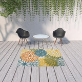 5' X 7' Blue And Yellow Indoor Outdoor Area Rug