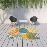 6' X 9' Blue And Yellow Indoor Outdoor Area Rug