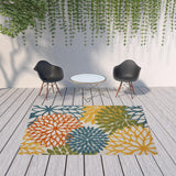 7' X 10' Blue And Yellow Indoor Outdoor Area Rug