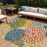 8' X 11' Blue And Yellow Indoor Outdoor Area Rug