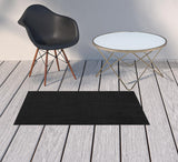 4' Runner Black Indoor Outdoor Runner Rug