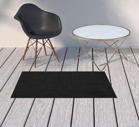 4' Runner Black Indoor Outdoor Runner Rug